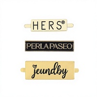 Etiqueta de identificación de latón chapada en oro con letras hechas a mano, para gafas de sol, ropa, metal de calidad, personalizable, logotipo personalizado para bolso.