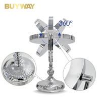 Miroir de maquillage rond chromé avec anneau lumineux intégré, support inclinable en U, miroir de vanité LED de table avec base taillée en diamant