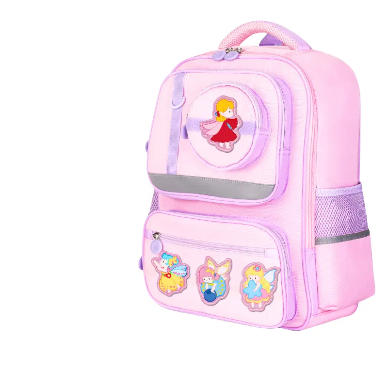 حقيبة مدرسية للعب باللون الوردي عصرية طراز BB147 من Deli لتخفيف عبء الصف الأول حتى السادس للفتيات والفتيان حقيبة مدرسية يمكن لصقها بنفسك لطلاب المدارس الابتدائية