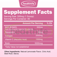 Compléments NAD pour femmes, NAD+, Resvératrol, Collagène, Vitamine C, Acide ascorbique, Biotine, poudre mélangée