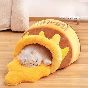 Cama para Gatos Honey Pot, Nido para Mascotas de Piel Sintética, Cueva para Dormir Extraíble y Lavable para Gatos - Product Image 1