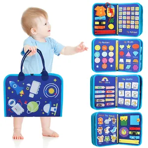 2023 Busy Board DIY Kids Toddler Training Essential Eary Educational Foldable Easy To Carry Felt Busy Book Toys Activity Board