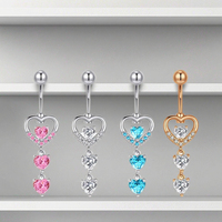 Vente flash : Piercing de nombril en forme de cœur, vente en gros, acier inoxydable 14G, piercing de nombril en forme de cœur, style classique, bijoux de piercing corporel