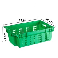Boîte fourre-tout de stockage de légumes d'entrepôt réutilisable Panier en plastique Nid de pile Caisses de déménagement en plastique à mailles ventilées pour fruits