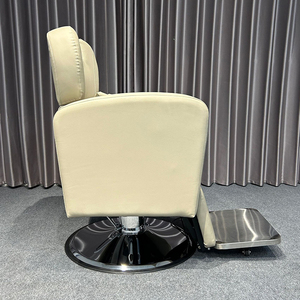 Poltrona da Barbiere Elettrica Moderna Beige con Pompa Idraulica Regolabile in Altezza per Salone di Bellezza - Product Image 6