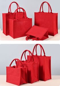 Customized Red Premium Durable Tote <b>Bags</b> Promotions Jute Promotion Custom Logo Advertising - Product Image 3