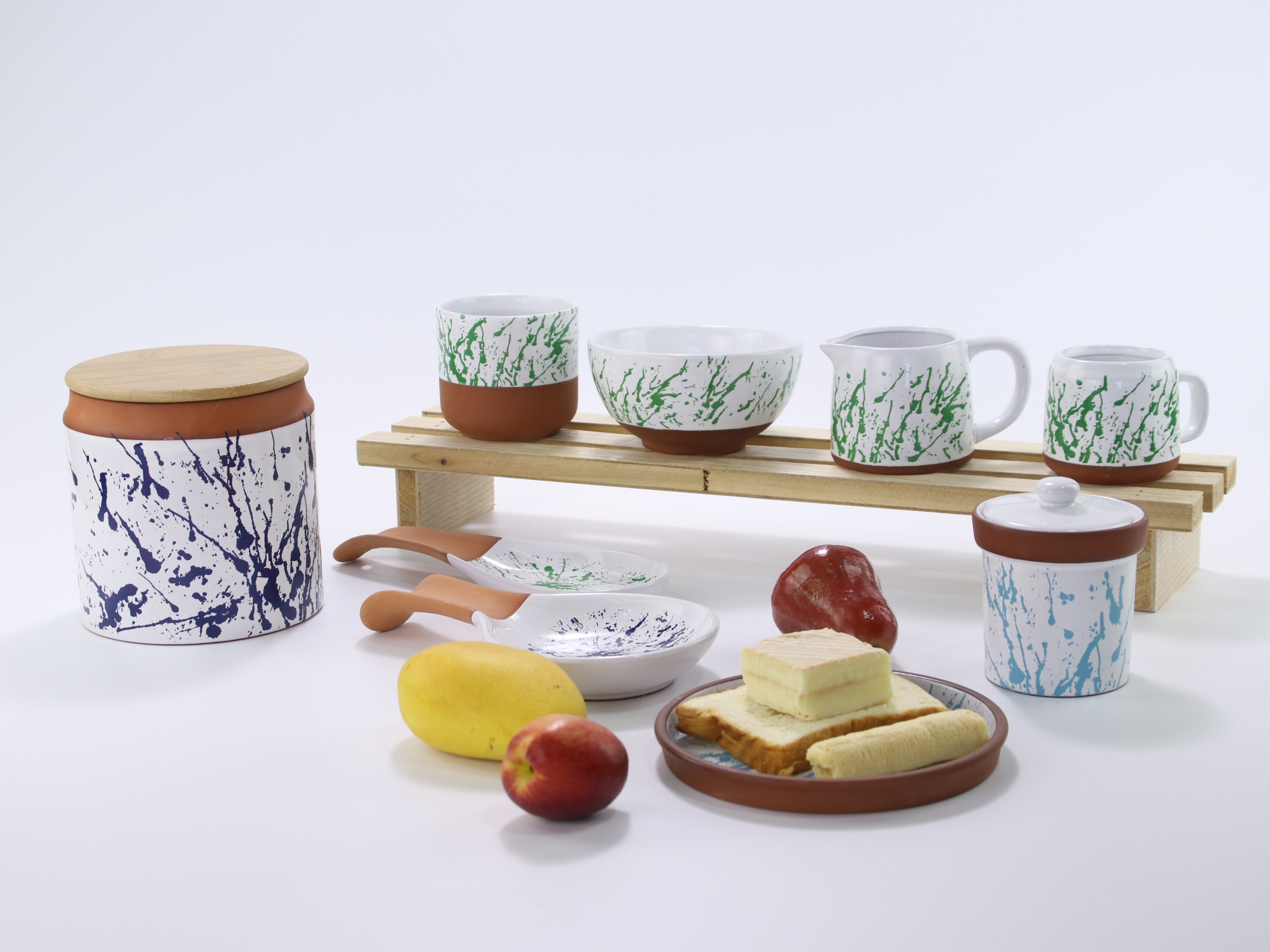 Moderne Printemps Série En Céramique grès cérame Imprimé Vert pot à Lait Pichet Crémier tasse