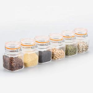 Petits pots à épices en verre avec couvercle à charnière, 5 pièces, Mini bocaux <span class=keywords><strong>pour</strong></span> la conservation de la cuisine, récipients, 4oz - Product Image 4