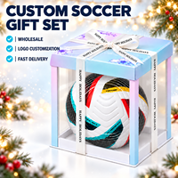 Ballon de football en cuir PU personnalisé Kata, taille 5, haute qualité, sans couture, thermocollé, coffret cadeau de Noël, vente en gros