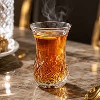 Tasse en verre pour thé noir de 130 ml, texture élégante vintage, vente en gros, fournitures pour restaurants, hôtels, bars, cafés