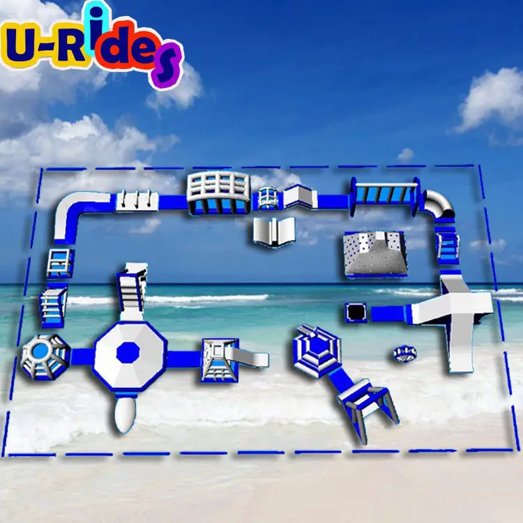 Guangzhou China manufacturer Bule and white Giant inflatable water park For Water sports Activity