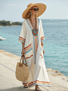 Nouvelle Robe Longue Brodé pour Femme 2026 <span class=keywords><strong>LY</strong></span>, Manches Chauve-Souris, en Coton et Lin de Qualité, Style Décontracté de Plage avec Poche - Product Image 5