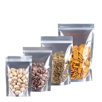 Sacs d'emballage personnalisés en Mylar, pochettes verticales, sacs à fermeture éclair avec fenêtre transparente occultante pour grains de café, noix, aliments pour animaux de compagnie, vente en gros