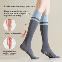 Chaussettes de compression pour mollets Yoga Pilates pour femmes, sport professionnel, fitness, course à pied, saut à la corde, amincissement musculaire, mi-longues en coton