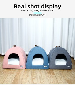 Cama Cueva Cálida para Gatos, Tienda de Campaña Tipo Yurt de Terciopelo Teddy, Espacio Seguro para Mascotas que Alivia la Ansiedad, para Perros Pequeños y <span class=keywords><strong>Gatitos</strong></span>, Venta al por Mayor, OEM, Personalizado - Product Image 2