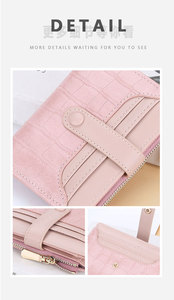 Cartera de Cuero Suave con Cremallera y Patrón de Cocodrilo para Mujer, con Protección RFID, Nueva, Corta, Pequeña, Moderna, para Monedas y Tarjetas - Product Image 5