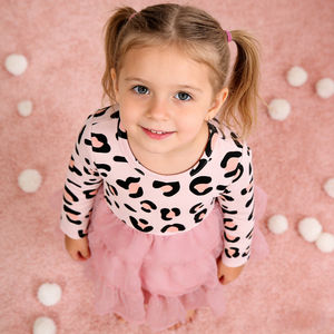Vestido de Princesa de Tul con Estampado de Lunares y Manga Larga para Bebés, Niñas Pequeñas, Vestido Rosa con Estampado de Leopardo, Colores de Tutú con Patrones Personalizados - Product Image 2