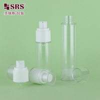 A0220 Flacon pompe sans air transparent en AS de 15 ml, 30 ml, 50 ml pour sérum cosmétique, lotion, fond de teint