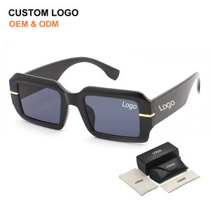 New Trendy Rectangle Custom Gold Decorate Luxury Sunglasses Fashion Designer Small Rectangular <b>Sun</b> Glasses for Women Men <b>Shades</b> - Product Image 1