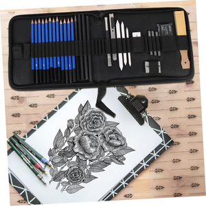 Kit de dessin et d'esquisse personnalisé de 35 pièces, ensemble de crayons à dessin, crayons graphite, gomme, accessoires de dessin professionnels, crayons à dessin pour l'école - Product Image 4