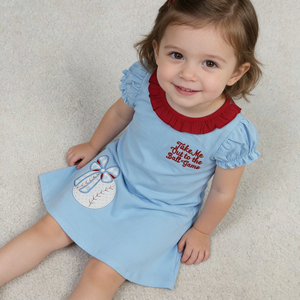 En Stock, Ropa Casual de Boutique para Niñas con Bordado de Béisbol, Conjuntos de Verano, Vestidos, Venta al Por Mayor, Precio de Fábrica, Ropa para Hermanas - Product Image 4