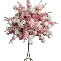 Boule de fleurs artificielles personnalisable pour mariage et banquet, décoration de chemin de table, série rose, 70 cm de diamètre, style tennis de table