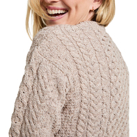 Pull en laine d'agneau tricoté personnalisé unisexe, style Aran irlandais, épais et chaud, pour femme, vente en gros