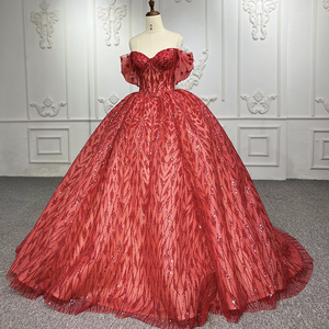 <b>Red</b> Sequins <b>Bow</b> Off Shoulder Bridal Gowns for Evening Dress Jancember 9936-1 - Product Image 2