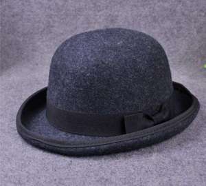 Fashion Trendy Unisex Mens Wool Felt Bowler <b>Hat</b> Formal Derby <b>Hat</b> <b>Flat</b> Top Fedora <b>Hats</b> Short Brim - Product Image 4