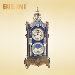 Exquisita <span class=keywords><strong>torre</strong></span> de <span class=keywords><strong>reloj</strong></span>, <span class=keywords><strong>reloj</strong></span> de mesa de cobre chapado en oro, clásico, colorido, con patrones florales, de escritorio esmaltado - Product Image 6