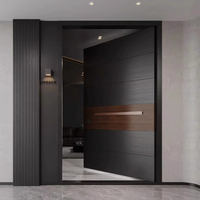 Porte intérieure moderne en alliage d'aluminium à double pivot, axe central personnalisé, verre étanche, pour villa, garantie 5 ans, ouverture latérale