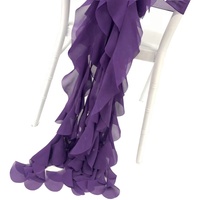 Élégante ceinture de chaise en mousseline de soie bouclée à volants pour mariage