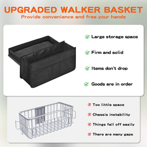 Foldable Walker Basket With Organizer Pockets For Walking Aid Accessories Oxford Material Aluminum Frame Support - Product Image 4