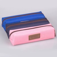 Tas alat tulis bercetak Logo kustom ritsleting silinder promosi siswa sekolah Kit kantung pensil pena senyum Murah Mewah