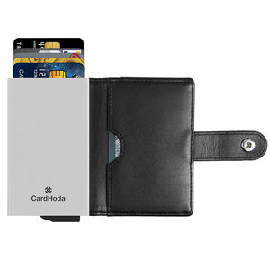 Custom Minimalist Anti-Theft <b>RFID</b> <b>Blocking</b> Business Card Short <b>Wallet</b> Holder Open Closure Type Magnetic Nylon Lining Large PU - Product Image 1