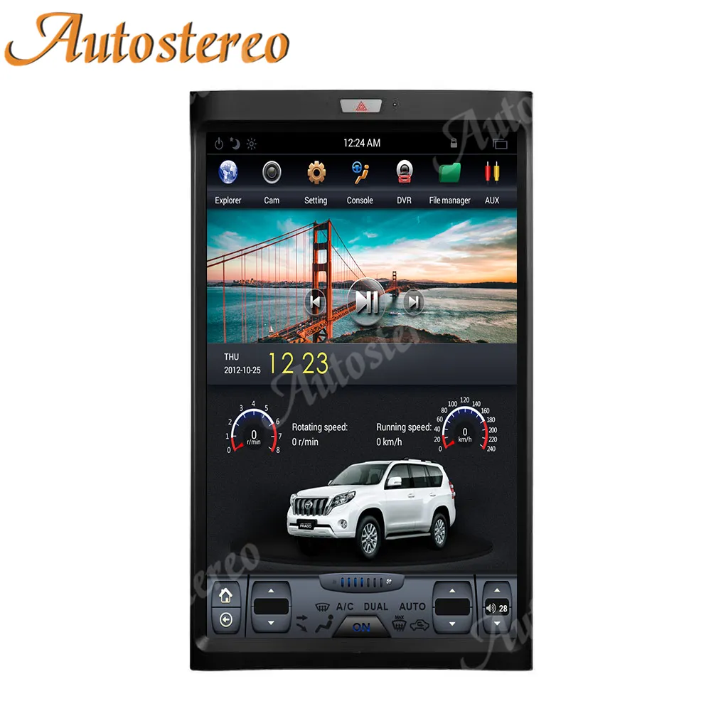 Pemutar Multimedia Vertikal Stereo Mobil Mobil, Audio Radio Stereo Mobil Gaya Tesla Navigasi GPS Mobil 2007-2017 Android 9.0