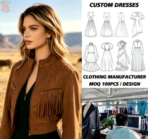 Women Retro <b>Western</b> Fringe Decor Stand Collar Zip Up Cropped <b>Jacket</b> Fashion Long Sleeve Slim Fit Short Moto Coat Streetwear Ladi - Product Image 1