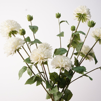 Chrysanthème Artificiel Grandes Têtes Effet Naturel, 5 Branches, Blanc, pour Décoration Mariage, Maison, Fêtes et Arrangements Floraux Événementiels