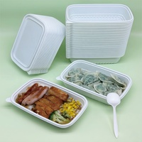 Conteneur alimentaire rectangulaire jetable personnalisé en usine, boîte à lunch MFPP avec couvercle, préparation de repas biodégradable, sans BPI, sans PFAS, anti-fuite