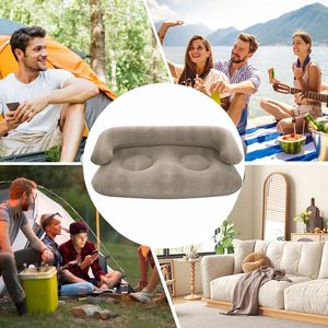Built-in Pump Flocked Beach Air Couch PVC Blow-up Garden Air Lounger for Festivals Camping Home <b>Inflatable</b> <b>Sofa</b> - Product Image 6