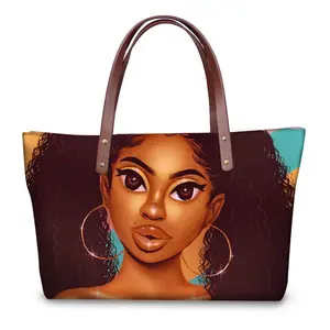 Çanta ile 2 adet Vintage stil çanta siyah sanat afrika kızlar kadınlar için baskılı lüks tasarımcı çantaları toptan çanta seti