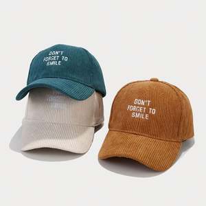 Gorra de Pana con Letras Bordadas, Estilo Coreano, para Mujer, Primavera, Viajes, Visera, Personalizable, Cierre a Presión - Product Image 2