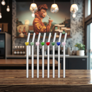 Eco-friendly Multi-Color Butterfly Flower Printed Smooth Wavy Glass <strong>Straw</strong> for Smoothies <strong>Milkshakes</strong> Twisted Bar Accessories - Product Image 4
