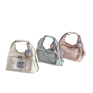 กระเป๋าถือสตรีน่ารักโปร่งใสหรูหรากระเป๋าสะพายไหล่ที่สวยงามมีซิปปิดโพลีเอสเตอร์คู่สำหรับฤดูหนาวฤดูใบไม้ผลิ - Product Image 1