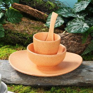 Kang'er Retro Mountain Style Hot Pot <b>Restaurant</b> Table <b>Set</b> 4-Piece Melamine Creative Bowl, Plate, Cup and Spoon <b>Set</b> (Logo - Product Image 3
