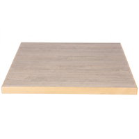 Plateau de table rectangulaire moderne en HPL Formica USA, finition grain de bois gris avec bordure en bois naturel, pour salle à manger intérieure ou café