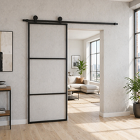 Porte coulissante rétractable moderne en verre à isolation thermique, gain de place, pour maison, bureau et centre commercial
