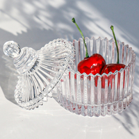 Fabricant pas cher créatif minimaliste salon hôtel décoration mode dessert bocal en verre cristal avec couvercle