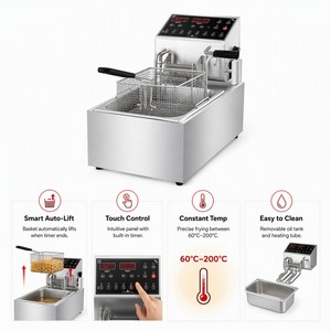 Freidora Eléctrica Comercial Automática con Elevación Automática, 6L, 3.5kW, Freidora de Sobremesa para Restaurantes, Tiendas de Aperitivos y Distribuidores de Servicios de Alimentos - Product Image 3