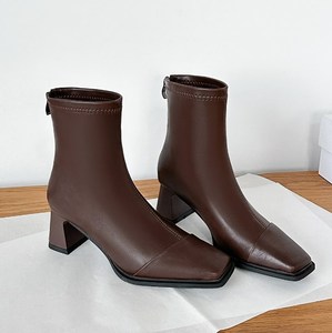 Botas De Mujer Square Toe Heels <strong>s</strong> Back Zipper <strong>Women</strong> <strong>Ankle</strong> <strong>Boots</strong> - Product Image 2